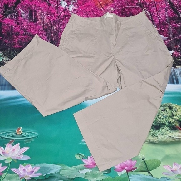 Eileen Fisher Tan Wide‎ Leg Cropped Pants Size 14 Nwot - Picture 6 of 7